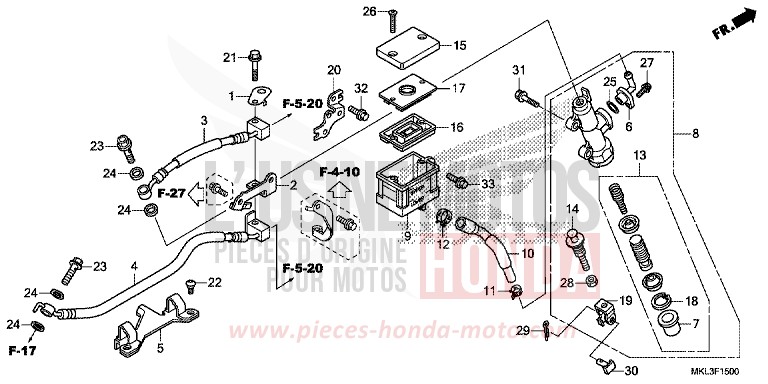 REAR BRAKE MASTER CYLINDER von NC750X DCT MAT PEARL GLARE WHITE (NHB54) von 2019
